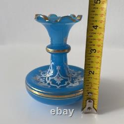 French 19th Century Blue Opaline Cut Glass Vase Palm Beach Estate Find