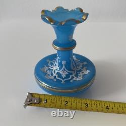 French 19th Century Blue Opaline Cut Glass Vase Palm Beach Estate Find