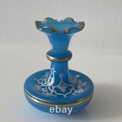 French 19th Century Blue Opaline Cut Glass Vase Palm Beach Estate Find