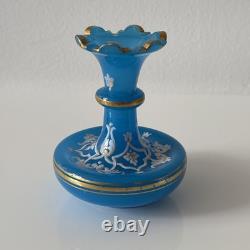 French 19th Century Blue Opaline Cut Glass Vase Palm Beach Estate Find