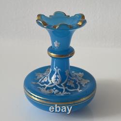 French 19th Century Blue Opaline Cut Glass Vase Palm Beach Estate Find
