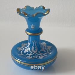 French 19th Century Blue Opaline Cut Glass Vase Palm Beach Estate Find