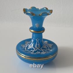 French 19th Century Blue Opaline Cut Glass Vase Palm Beach Estate Find