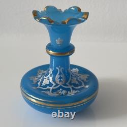 French 19th Century Blue Opaline Cut Glass Vase Palm Beach Estate Find