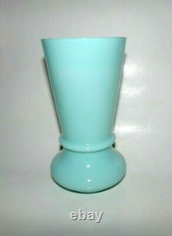 French Portieux Vallerysthal RARE, Antique Large 8 High Aqua Green Blue Vase