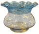 Fry Art Glass Crystal Vase With Blue Threading & Random Controlled Bubbles