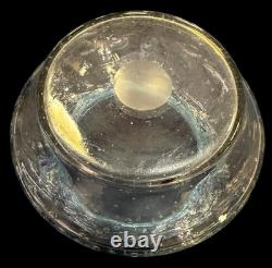 Fry Art Glass Crystal Vase With Blue Threading & Random Controlled Bubbles