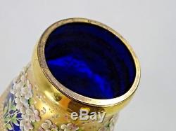 GIANT ANTIQUE BOHEMIAN MOSER GLASS VASES ENAMEL COBALT BLUE GOLD Islamic Market