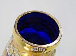 GIANT ANTIQUE BOHEMIAN MOSER GLASS VASES ENAMEL COBALT BLUE GOLD Islamic Market
