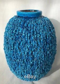 GUNNAR NYLUND LARGEST CHAMOTTE Turquoise Blue Stoneware Vase RORSTRAND SWEDEN