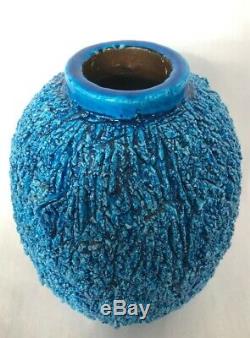 GUNNAR NYLUND LARGEST CHAMOTTE Turquoise Blue Stoneware Vase RORSTRAND SWEDEN