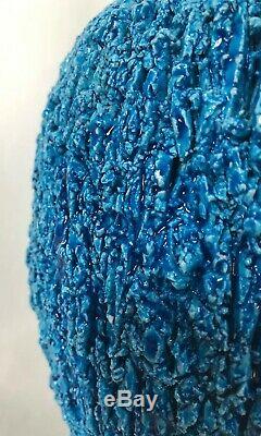 GUNNAR NYLUND LARGEST CHAMOTTE Turquoise Blue Stoneware Vase RORSTRAND SWEDEN