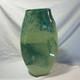 Gallery Art Glass Vase Green Blue Abstract Pattern Glossy Decorative