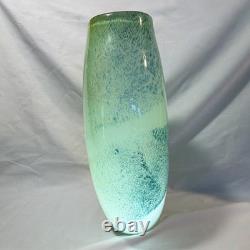Gallery Art Glass Vase Green Blue Abstract Pattern Glossy Decorative