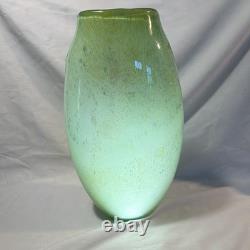 Gallery Art Glass Vase Green Blue Abstract Pattern Glossy Decorative