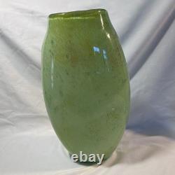 Gallery Art Glass Vase Green Blue Abstract Pattern Glossy Decorative