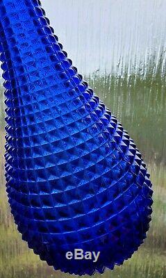 Genie Bottle Vase Decanter blue hobnail style 42cm