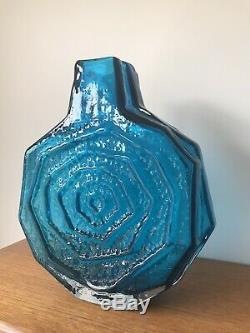 Geoffrey Baxter For Whitefriars Kingfisher Blue Banjo Glass Vase