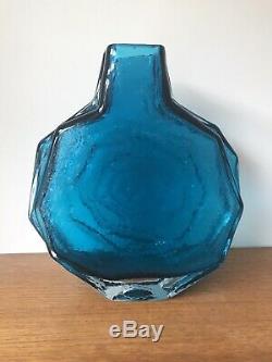 Geoffrey Baxter For Whitefriars Kingfisher Blue Banjo Glass Vase