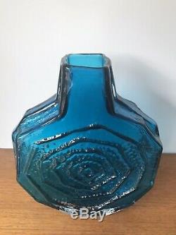 Geoffrey Baxter For Whitefriars Kingfisher Blue Banjo Glass Vase