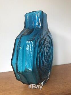 Geoffrey Baxter For Whitefriars Kingfisher Blue Banjo Glass Vase