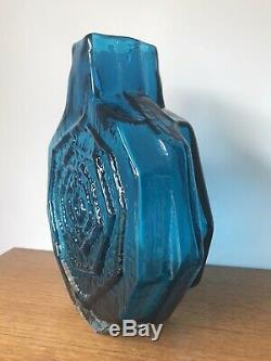Geoffrey Baxter For Whitefriars Kingfisher Blue Banjo Glass Vase
