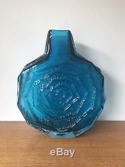 Geoffrey Baxter For Whitefriars Kingfisher Blue Banjo Glass Vase