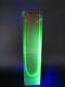 Geometric Murano block vase faceted red blue & glowing green sommerso art glass