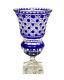 German Cobalt Blue Cut to Clear Glass Large Footed Vase, circa 1950