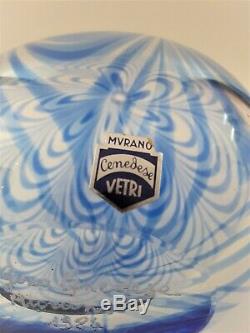 Gino Cenedese Murano 1984 Signed Blue Wave Glass Vase MURANO VETRI 8 x 5-1/2