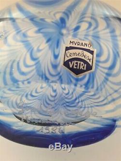 Gino Cenedese Murano 1984 Signed Blue Wave Glass Vase MURANO VETRI 8 x 5-1/2