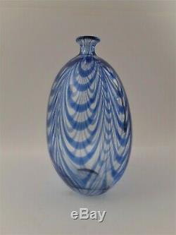 Gino Cenedese Murano 1984 Signed Blue Wave Glass Vase MURANO VETRI 8 x 5-1/2