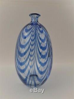 Gino Cenedese Murano 1984 Signed Blue Wave Glass Vase MURANO VETRI 8 x 5-1/2