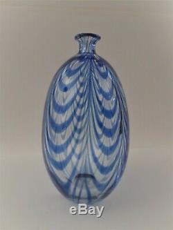 Gino Cenedese Murano 1984 Signed Blue Wave Glass Vase MURANO VETRI 8 x 5-1/2