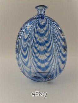 Gino Cenedese Murano 1984 Signed Blue Wave Glass Vase MURANO VETRI 8 x 5-1/2