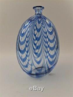 Gino Cenedese Murano 1984 Signed Blue Wave Glass Vase MURANO VETRI 8 x 5-1/2