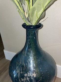 Glass 21 Tall Vase Blue/Green Color Sunflowers