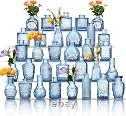 Glass Bud Vases Assorted Small Mini Glass Vases for Flowers, Crystal