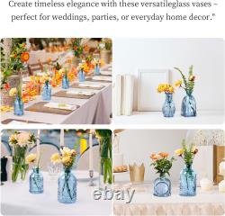 Glass Bud Vases Assorted Small Mini Glass Vases for Flowers, Crystal
