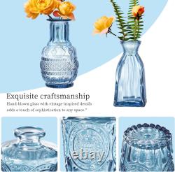 Glass Bud Vases Assorted Small Mini Glass Vases for Flowers, Crystal