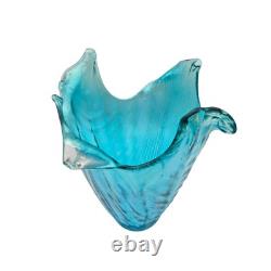 Glass Vase Balloton Style Teal Sea Water Splash 14 T 10 W