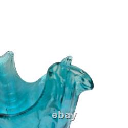 Glass Vase Balloton Style Teal Sea Water Splash 14 T 10 W