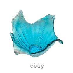 Glass Vase Balloton Style Teal Sea Water Splash 14 T 10 W