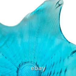 Glass Vase Balloton Style Teal Sea Water Splash 14 T 10 W
