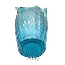Glass Vase Balloton Style Teal Sea Water Splash 14 T 10 W