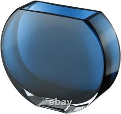 Glass Vase Blue Teal Round 7.25 Long Heavy Durable