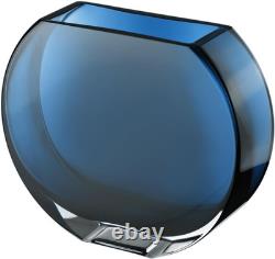 Glass Vase Blue Teal round 7.25 Long Heavy Durable Made in Europe