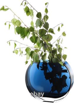 Glass Vase Blue Teal round 7.25 Long Heavy Durable Made in Europe