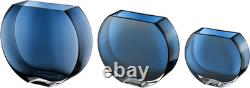 Glass Vase Blue Teal round 7.25 Long Heavy Durable Made in Europe