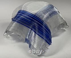 Glass Vase Hand Made Layered Fused String Bowl Blue Rare Collection Kitchen